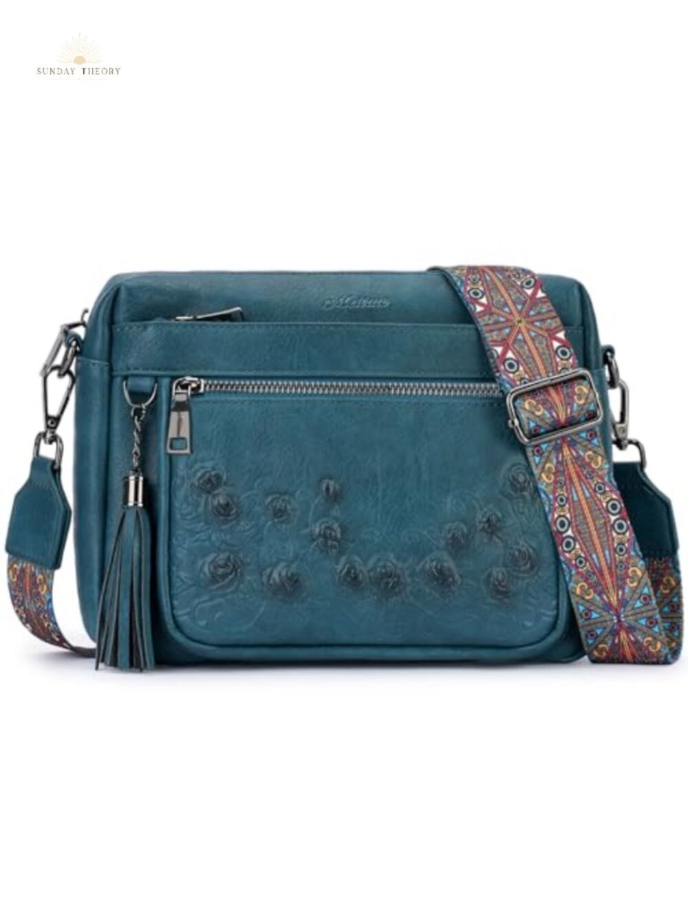 Vegan Leather Crossbody Bag Multi Pockets Tassel Shoulder Handbag